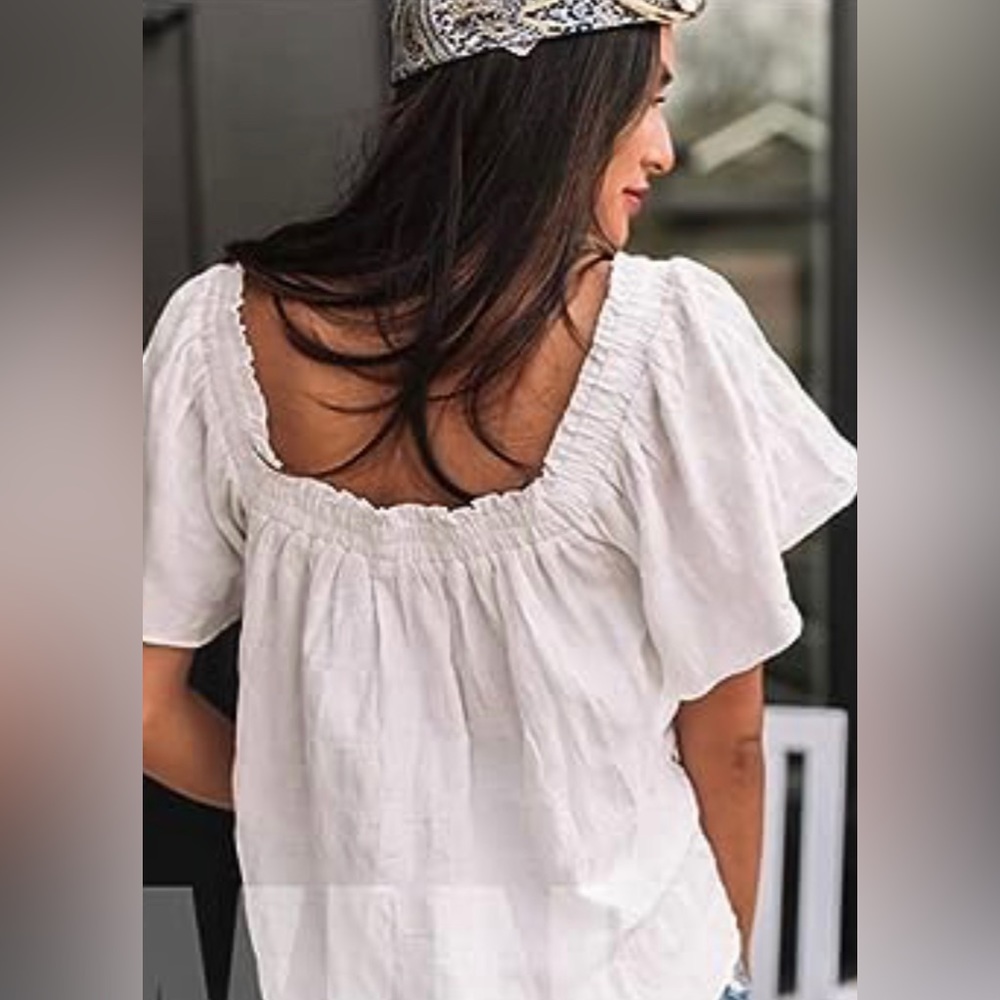 Cream Ruffle Off the Shoulder Top - Picture 3 of 7